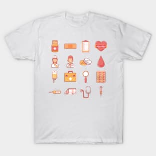 hospital and medicine icon set T-Shirt